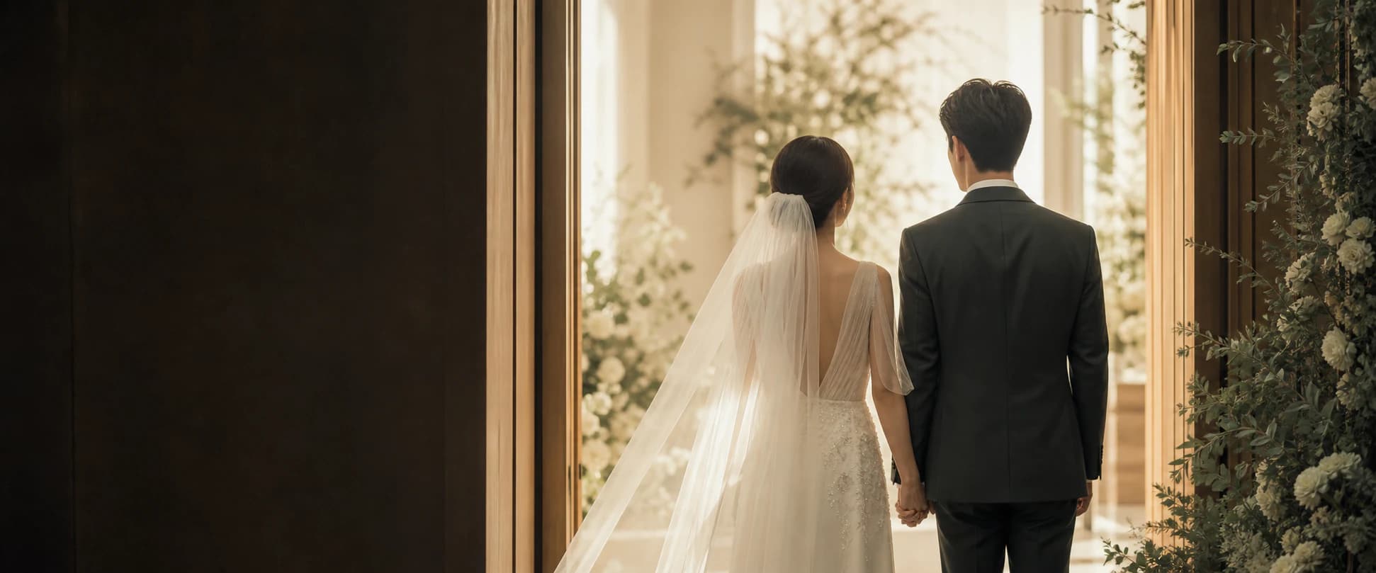 함께 결혼식장으로 걸어가는 두 사람